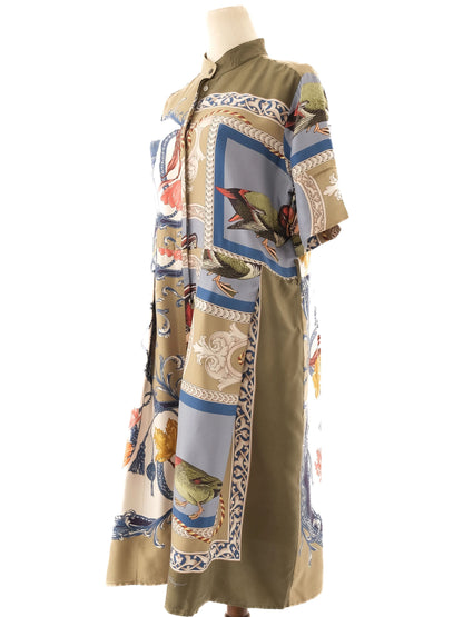 Excellent Salvatore Ferragamo Green Silk Dress Size XL