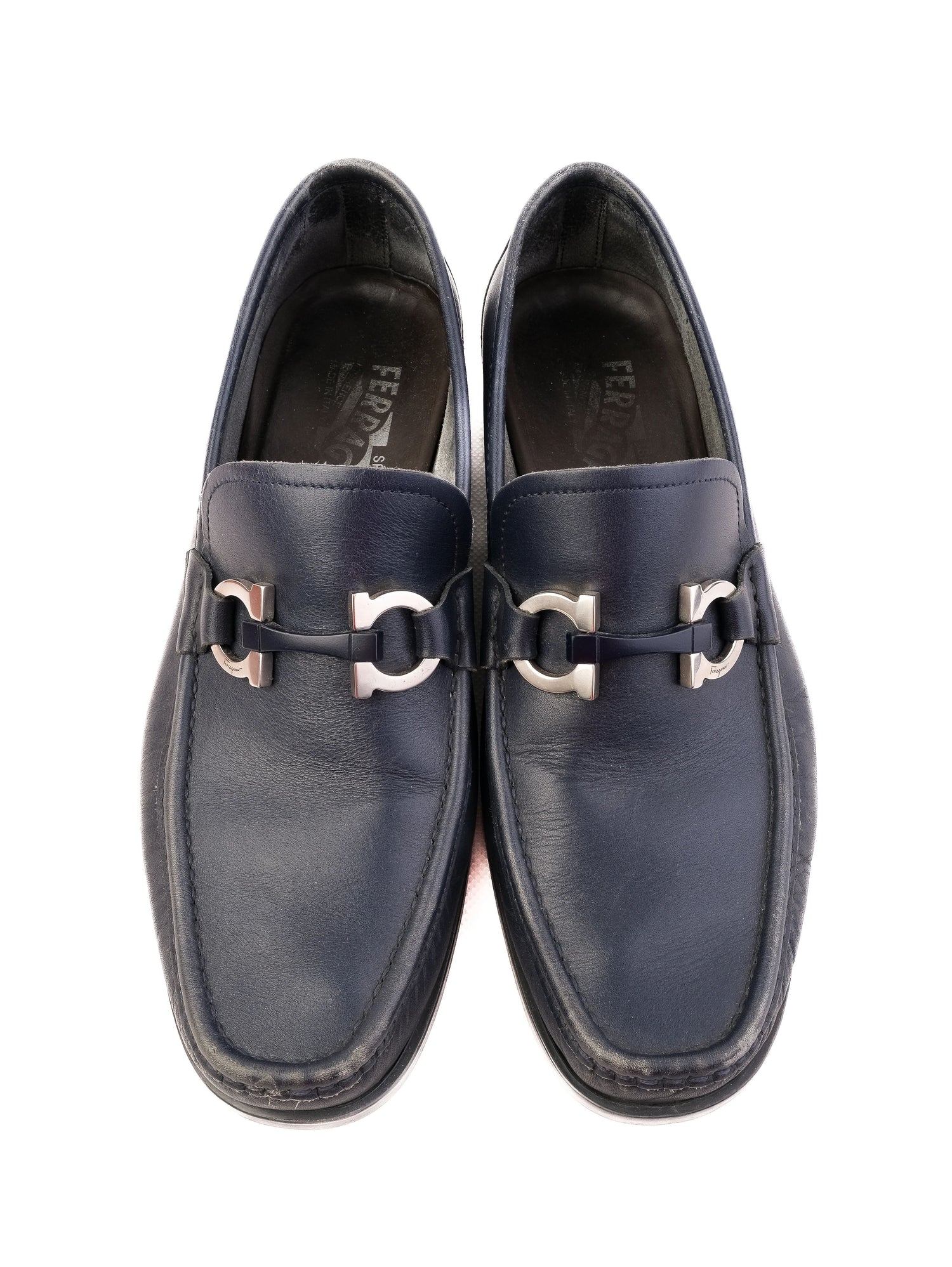 Excellent Salvatore Ferragamo Blue Leather Loafers Size 39.5