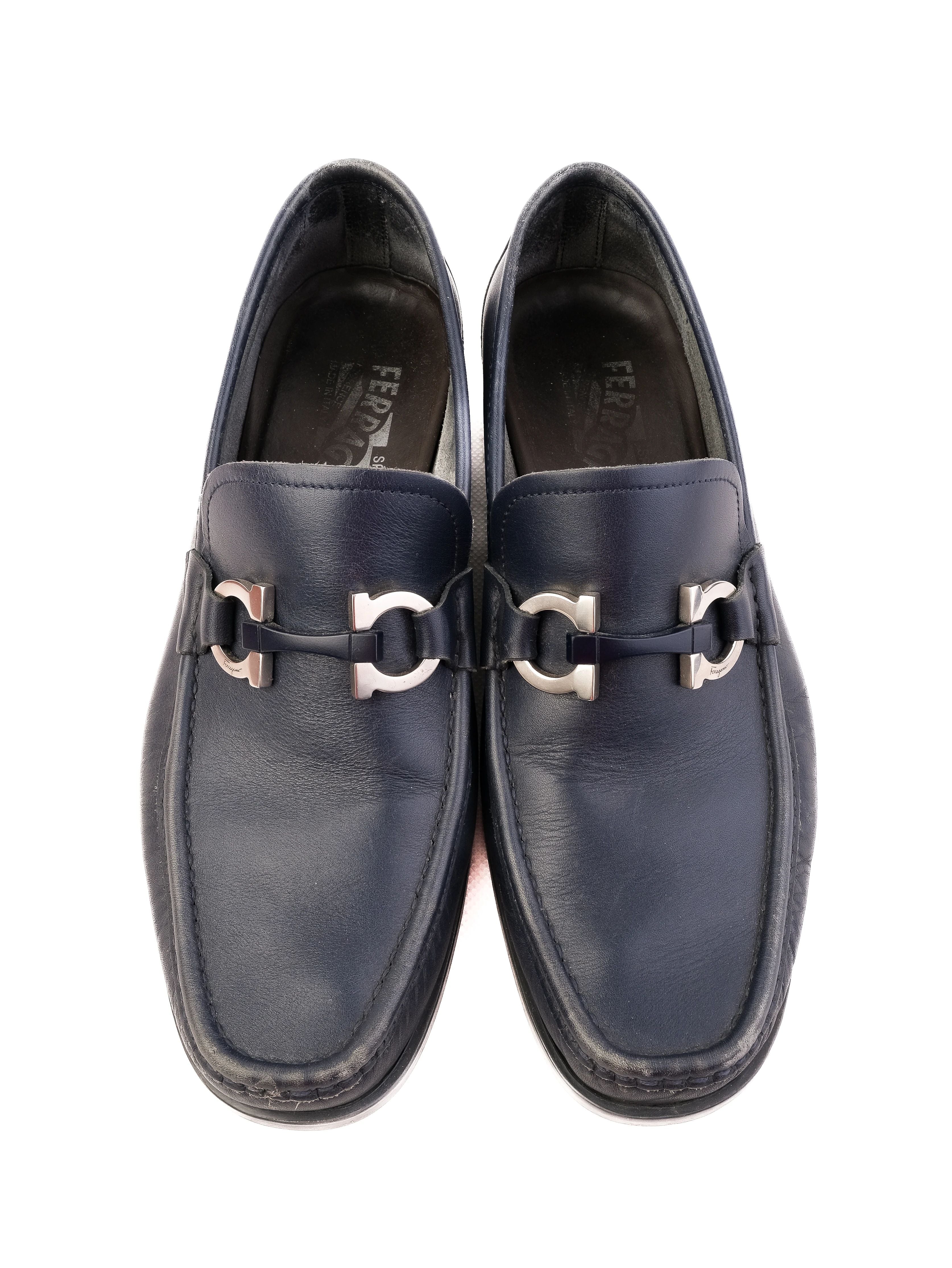 Excellent Salvatore Ferragamo Blue Leather Loafers Size 39.5