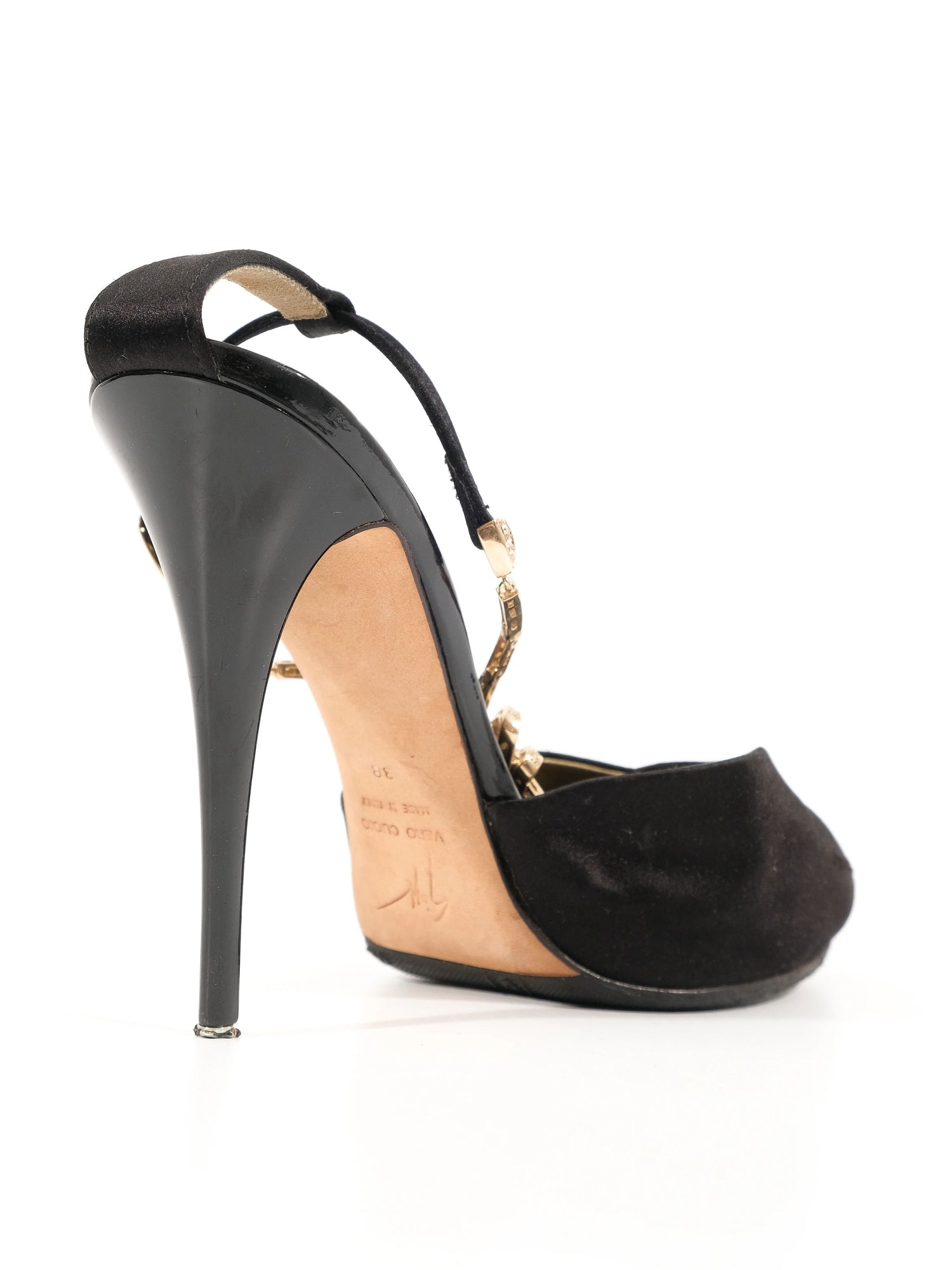 Excellent Giuseppe Zanotti Black Fabric High-Heeled Shoes Size 38