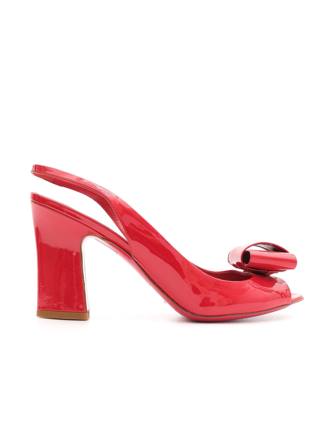Excellent Miu Miu Red Patent Leather Slingback Heels Size 40