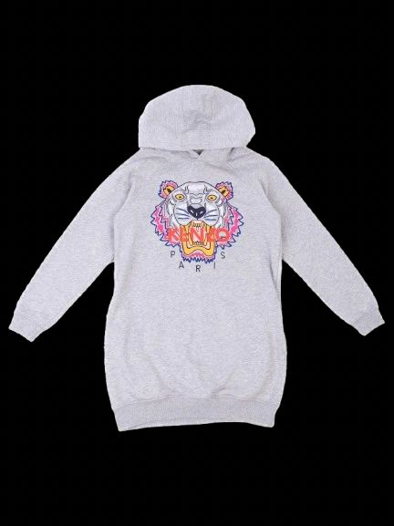 Excellent Kenzo Gray Hoodie Kids Size 12 with Embroidered Tiger Design