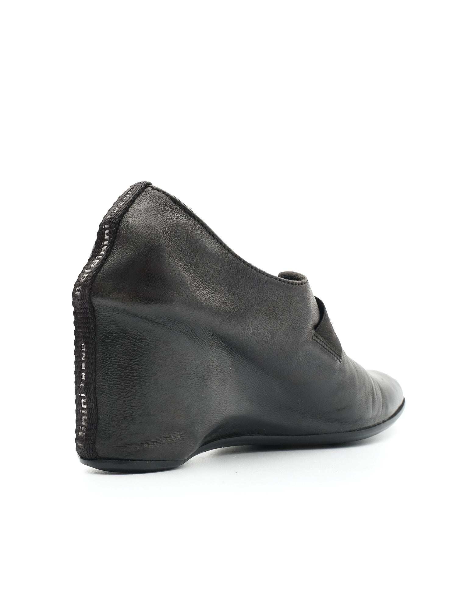 Excellent Baldinini Black Leather Wedge Shoes Size 39 for Women