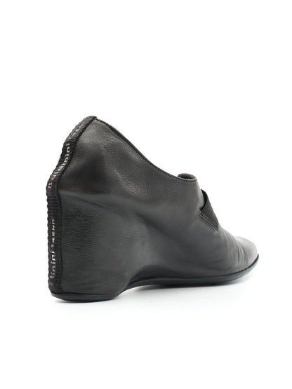 Excellent Baldinini Black Leather Wedge Shoes Size 39 for Women