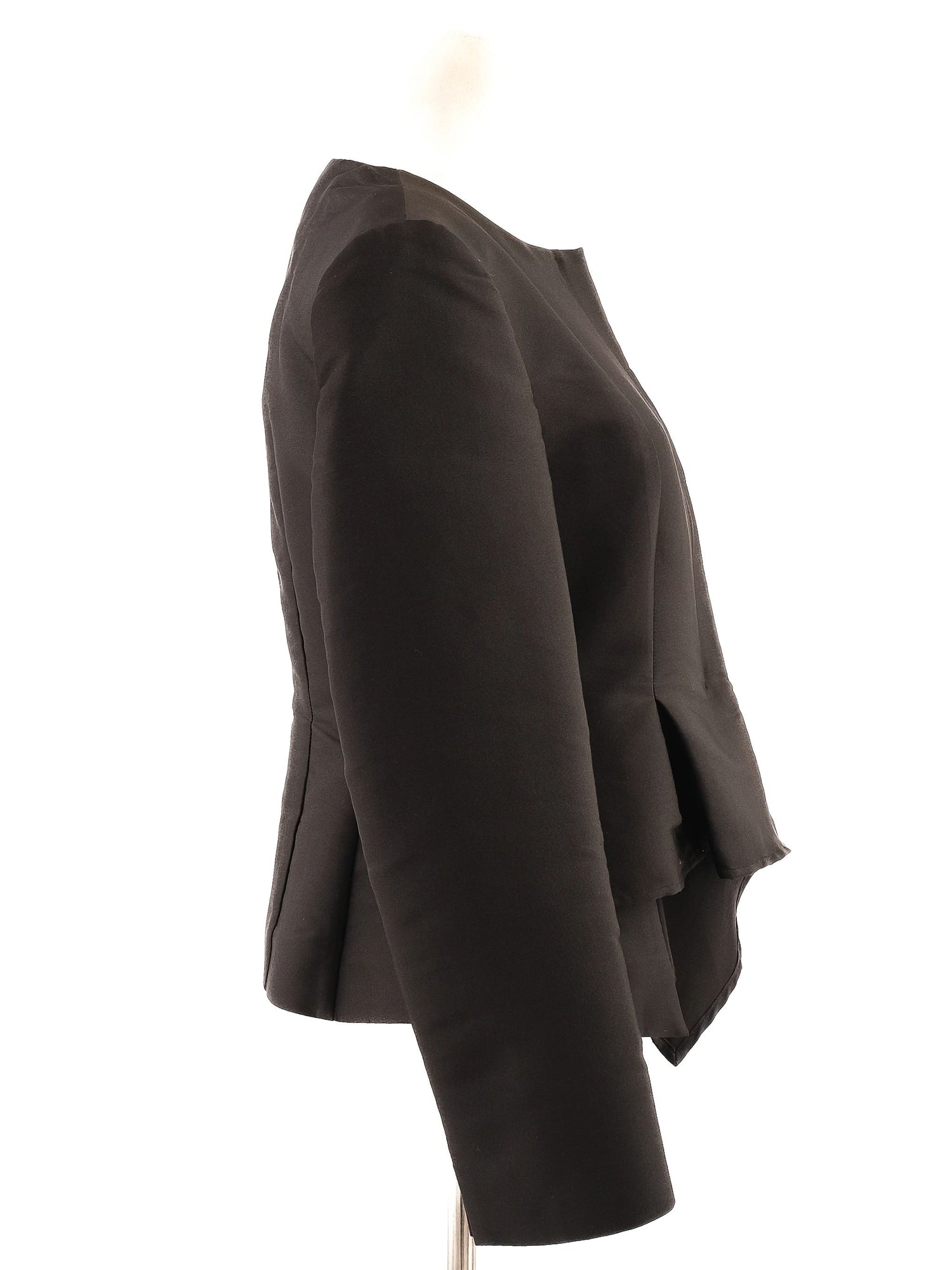 Excellent MaxCo Black Silk Peplum Jacket Size M Women&