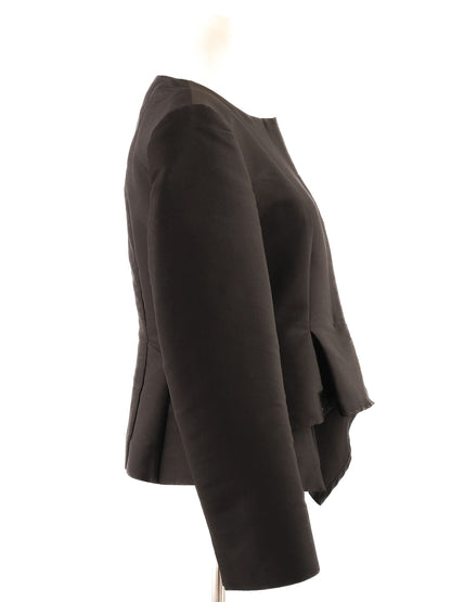 Excellent MaxCo Black Silk Peplum Jacket Size M Women&