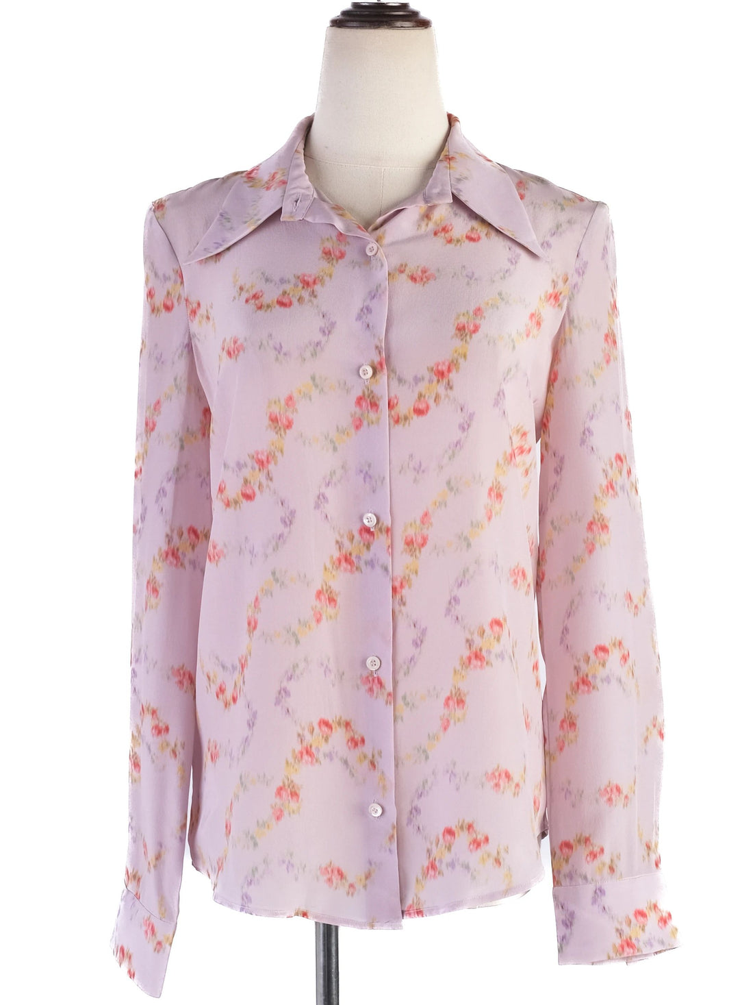 Excellent Miu Miu Floral Silk Blouse for Women Size M