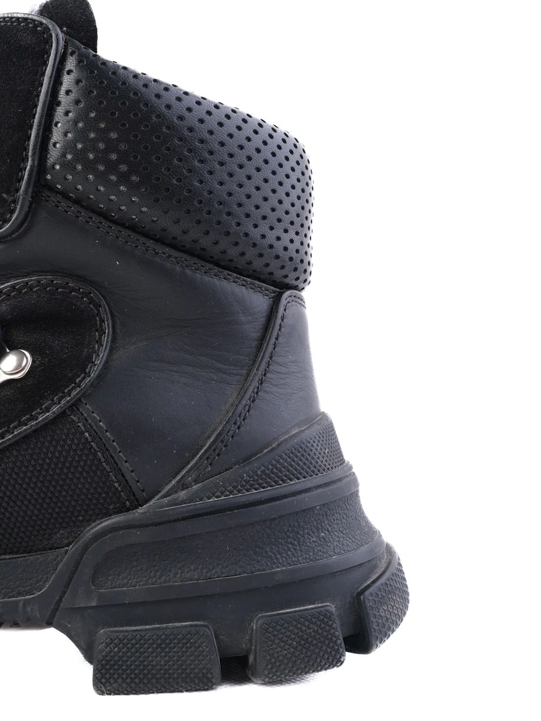 Excellent Gucci Black Leather High-Top Hiking Boots for Women