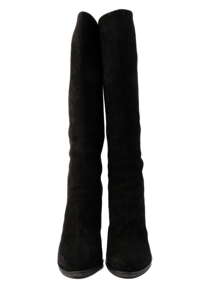 Excellent Givenchy Black Leather High-Heeled Boots Size 35