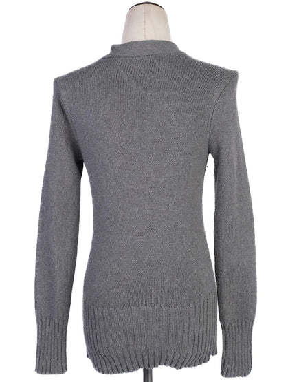 Excellent Ralph Lauren Gray V-Neck Sweater Women Cotton Size M