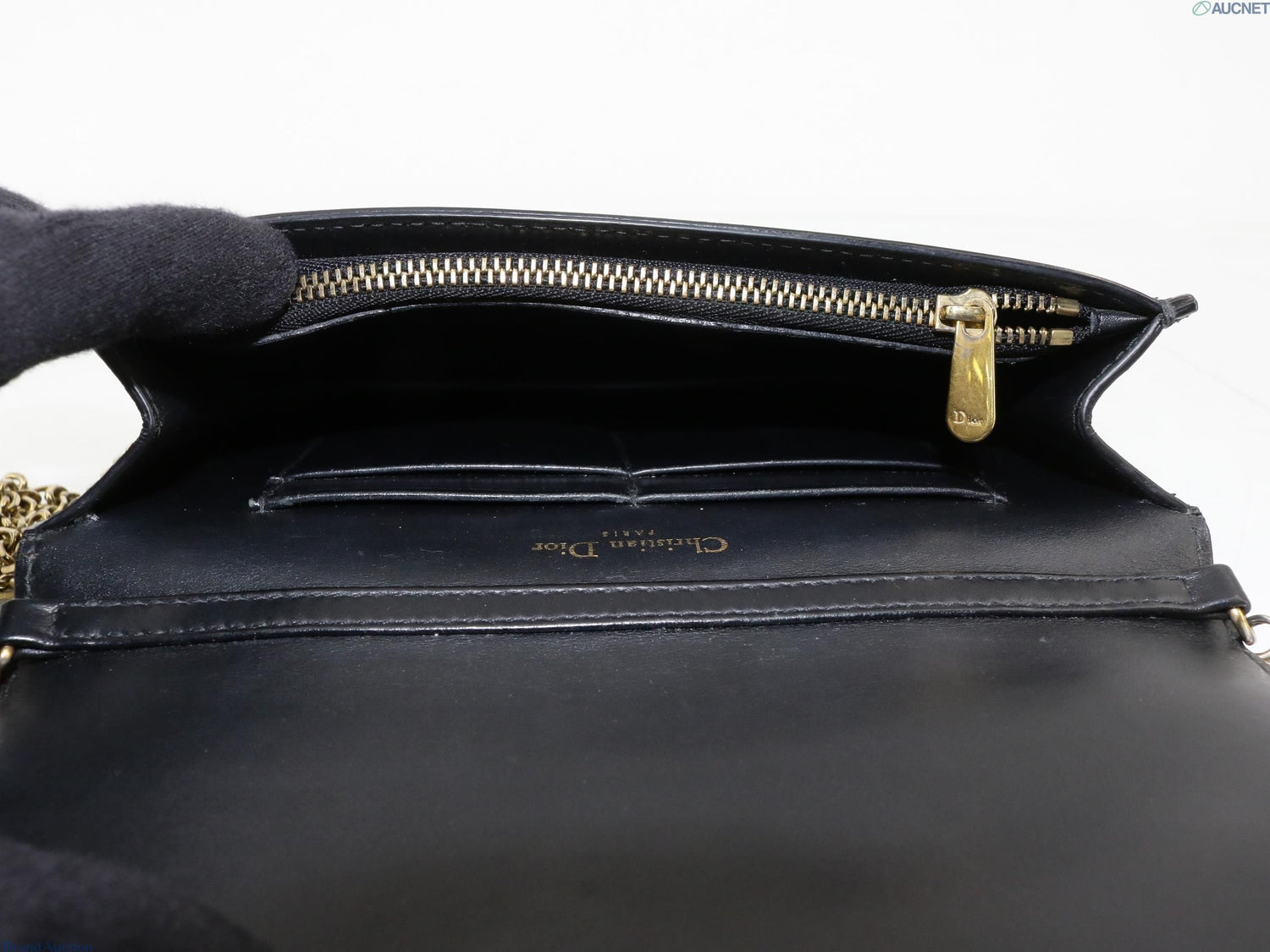 Christian Dior Studded Chain Wallet, Calfskin Leather