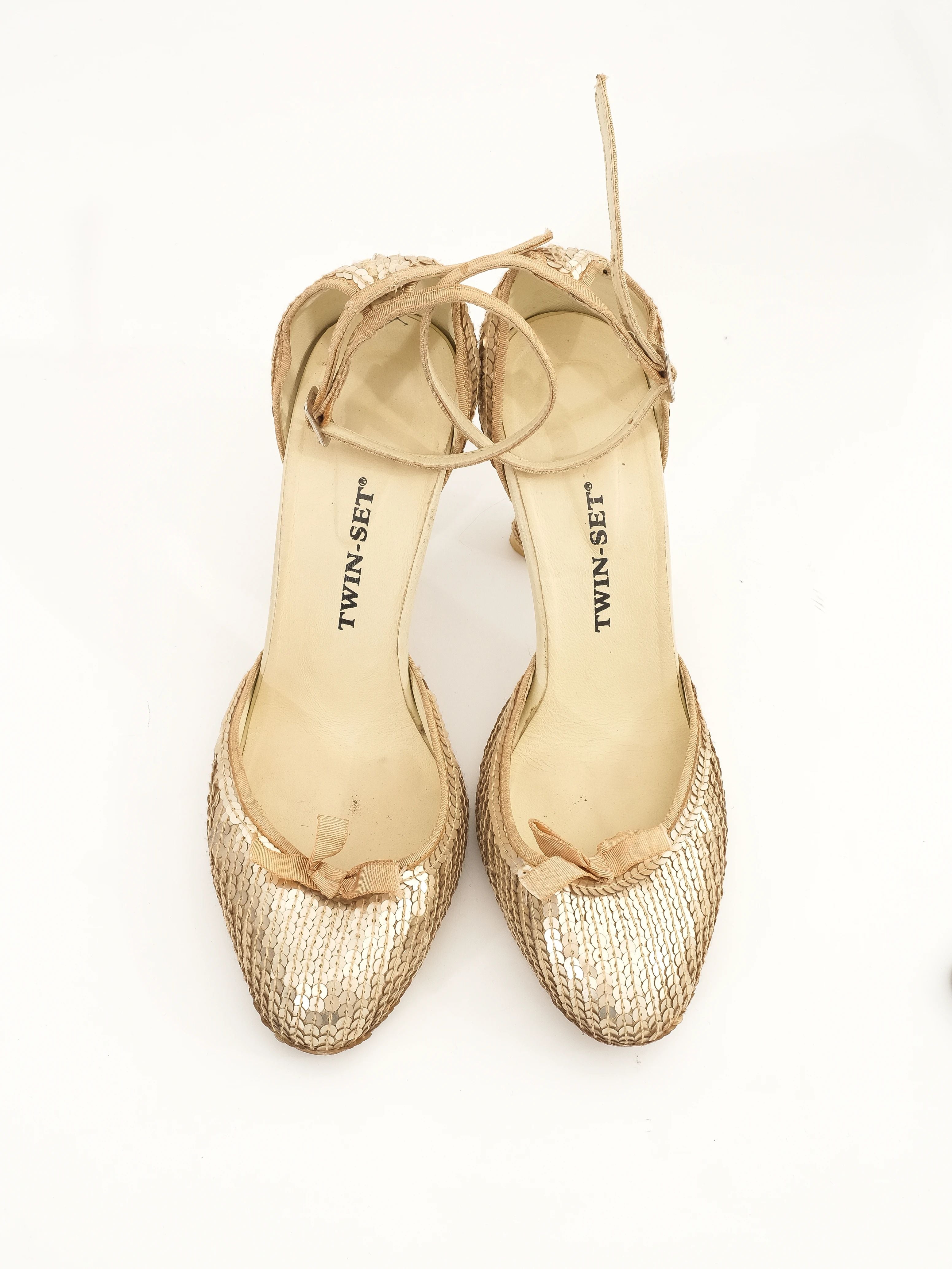 Excellent TWINSET Yellow Leather High-Heeled Shoes Size 38