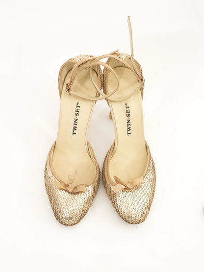 Excellent TWINSET Yellow Leather High-Heeled Shoes Size 38