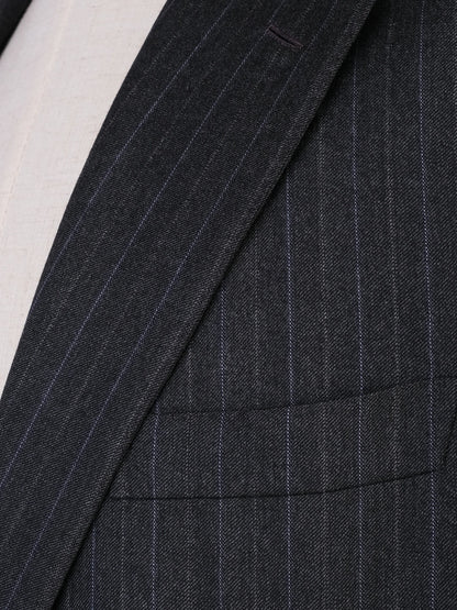 Excellent BRIONI Black Wool Pinstripe Suit Jacket Size XXL