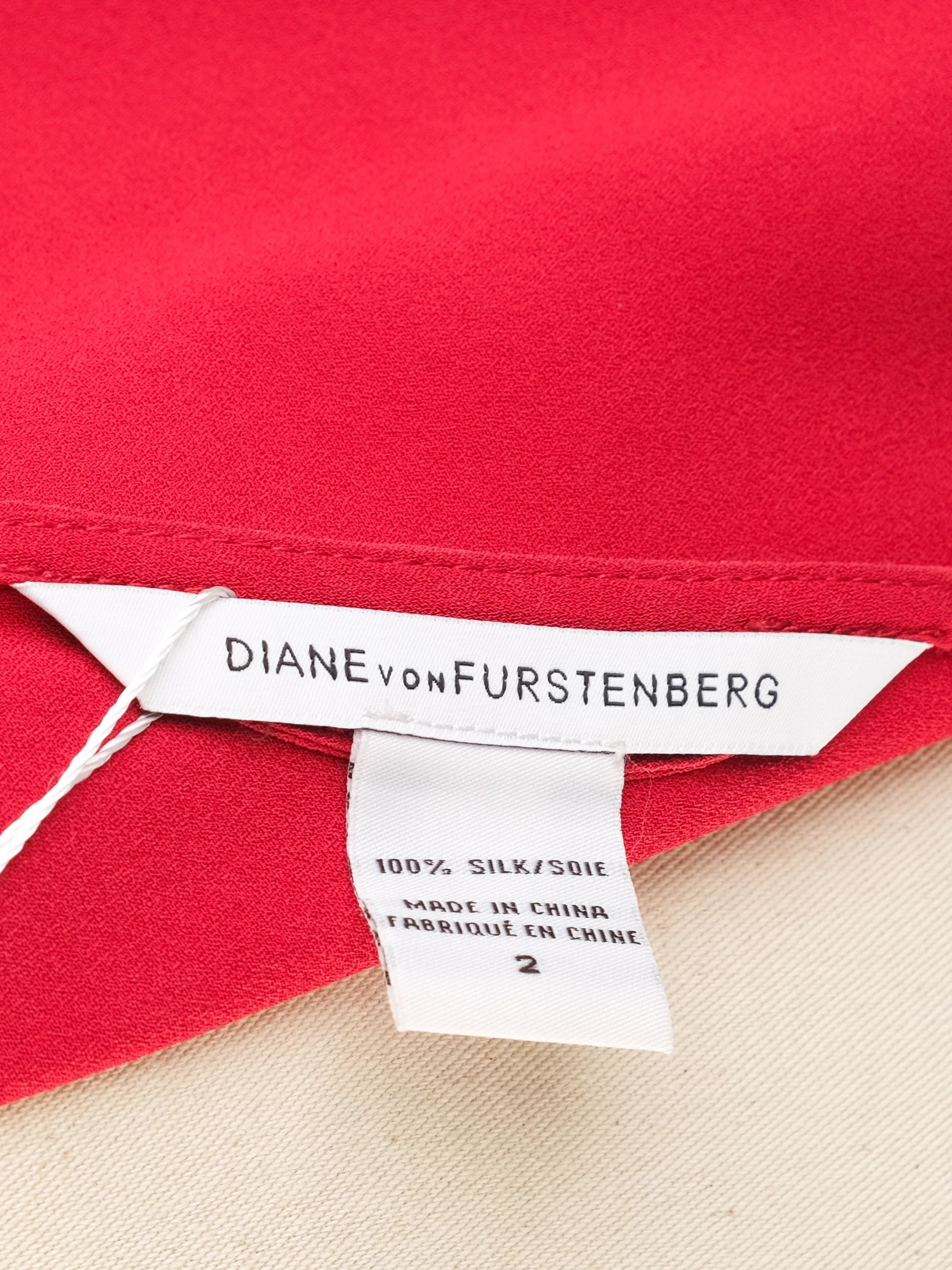 Excellent Diane von Furstenberg Red Silk Dress Size XS