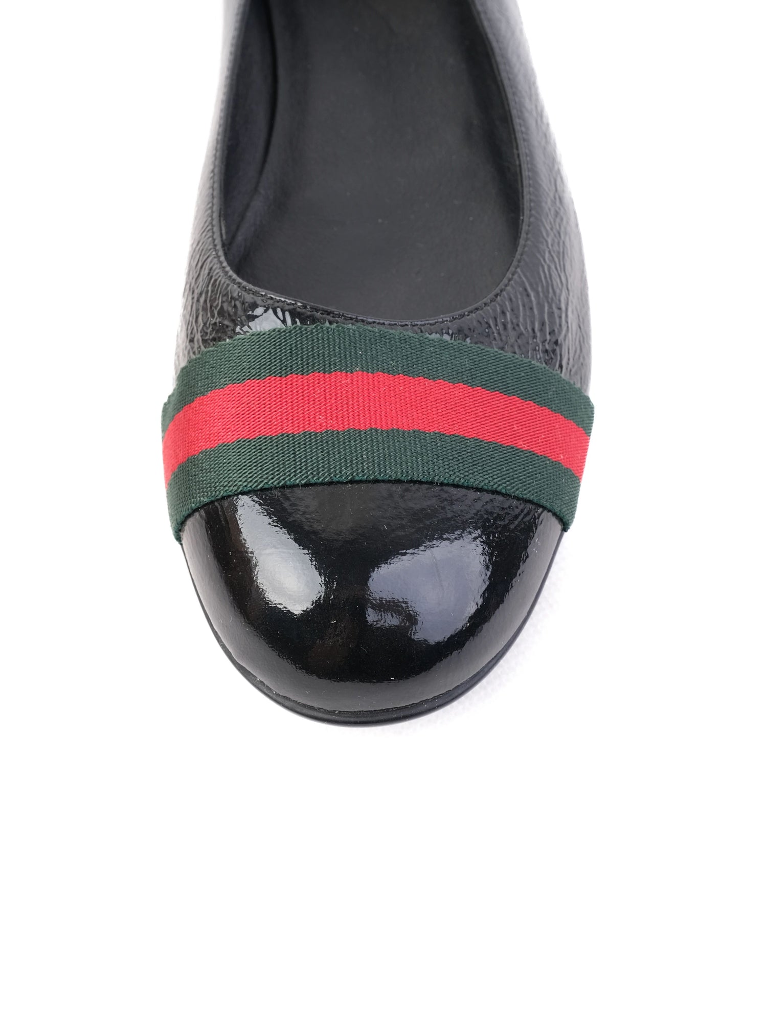 Perfect Gucci Black Leather Ballet Flats Size 41 with Iconic Stripes