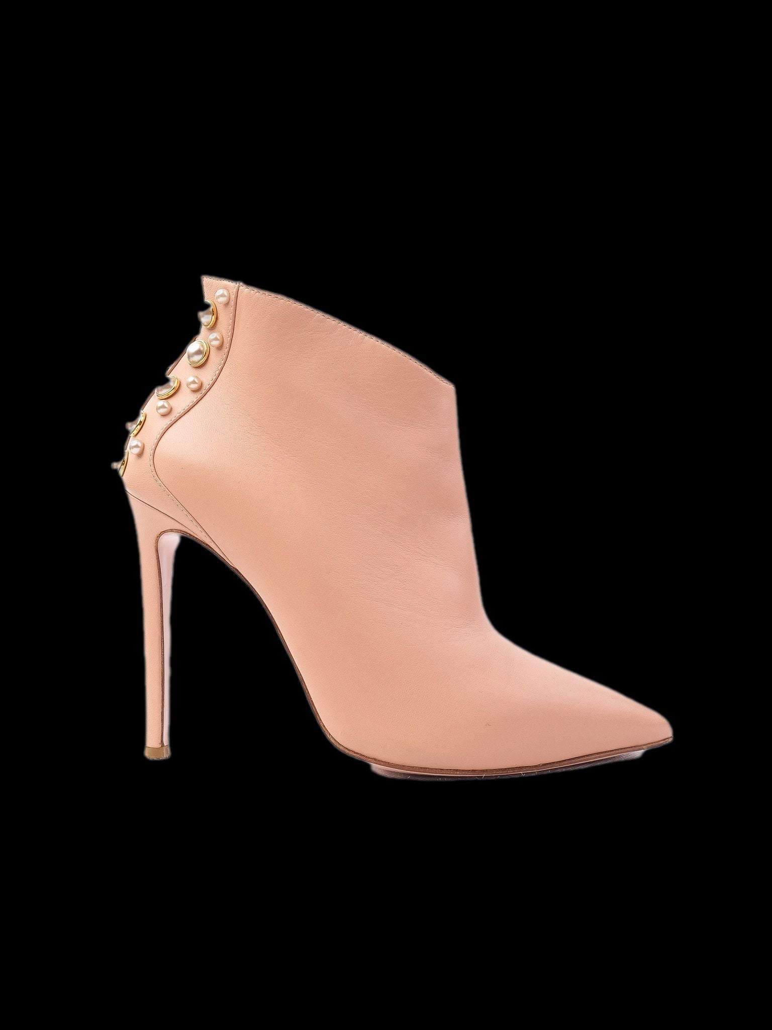 Excellent Elisabetta Franchi Pink Leather High-Heeled Ankle Boots Size 37