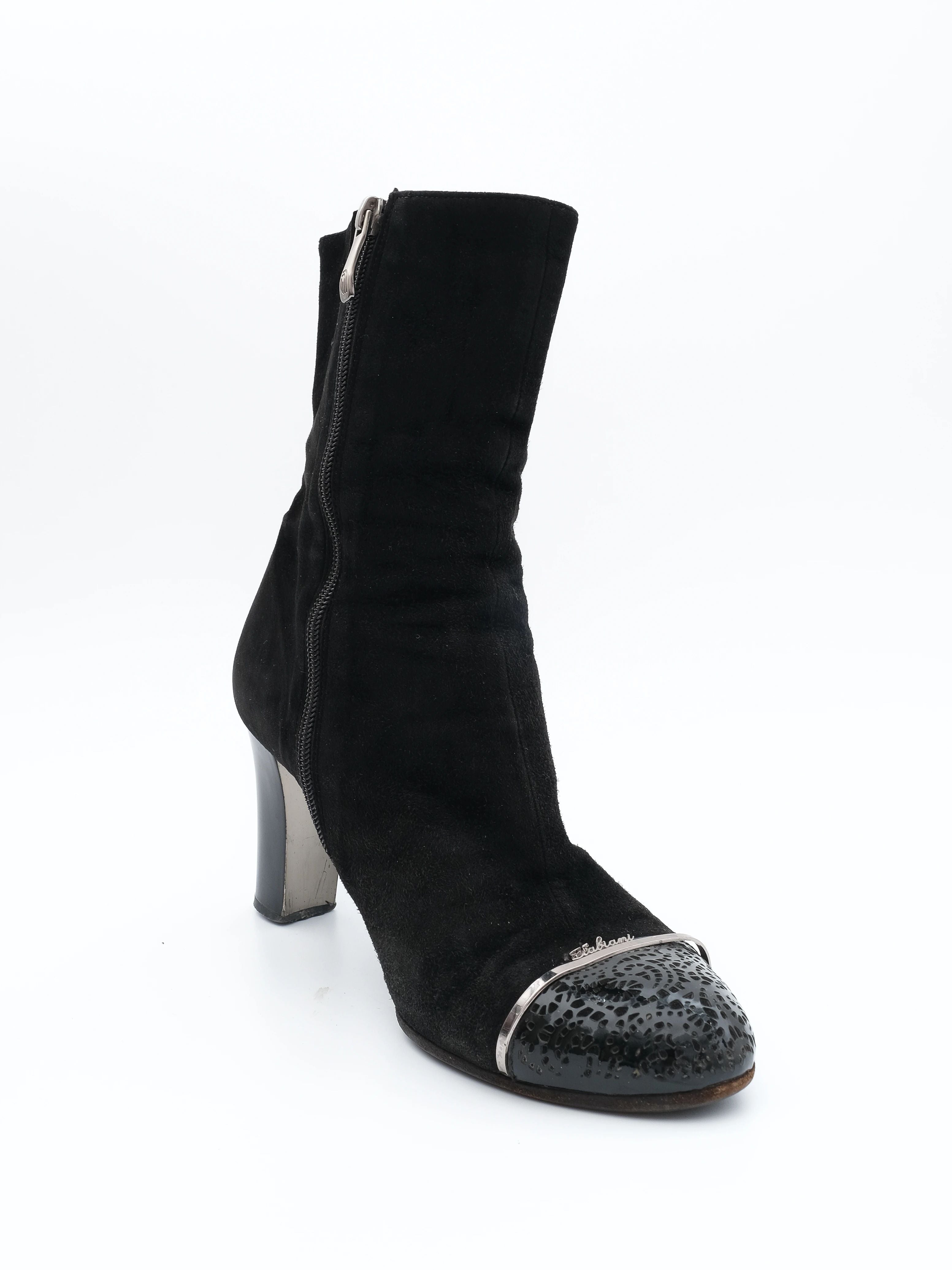 Good Fabiana Filippi Black Leather Ankle Boots Size 40 High Heel