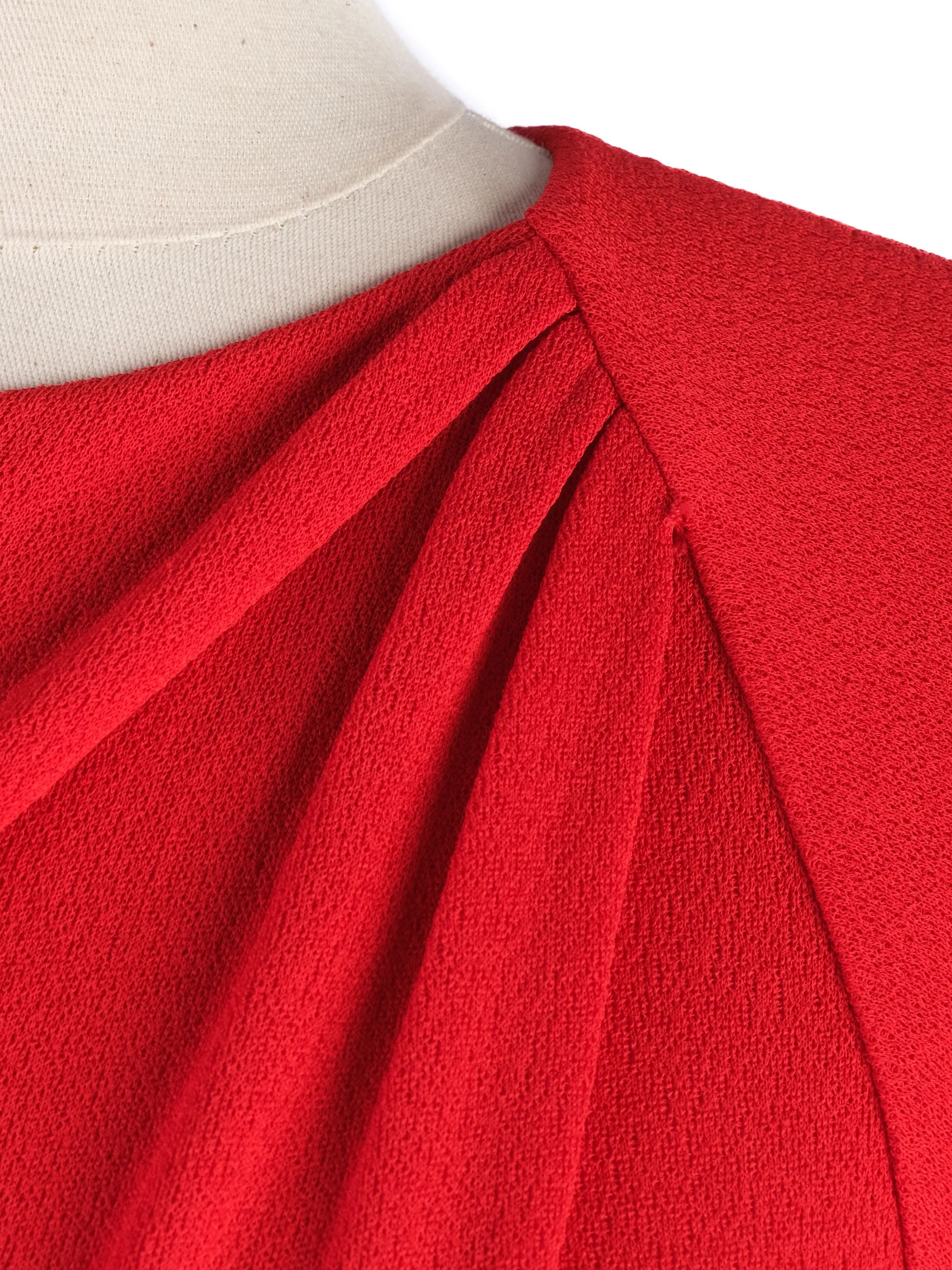 Excellent Louis Vuitton Red Viscose Dress Size XS with Zip Closure