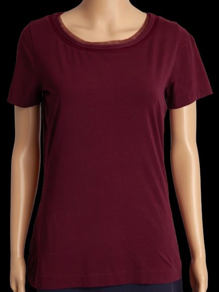 Hugo Boss Burgundy Cotton T-Shirt Short Sleeve Size M Women