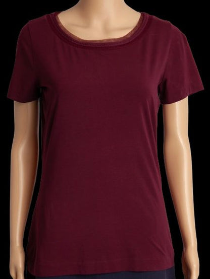 Hugo Boss Burgundy Cotton T-Shirt Short Sleeve Size M Women