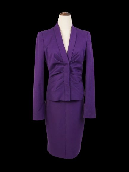 Excellent Versace Women’s Purple Cotton Suit Size M Blazer &amp; Skirt