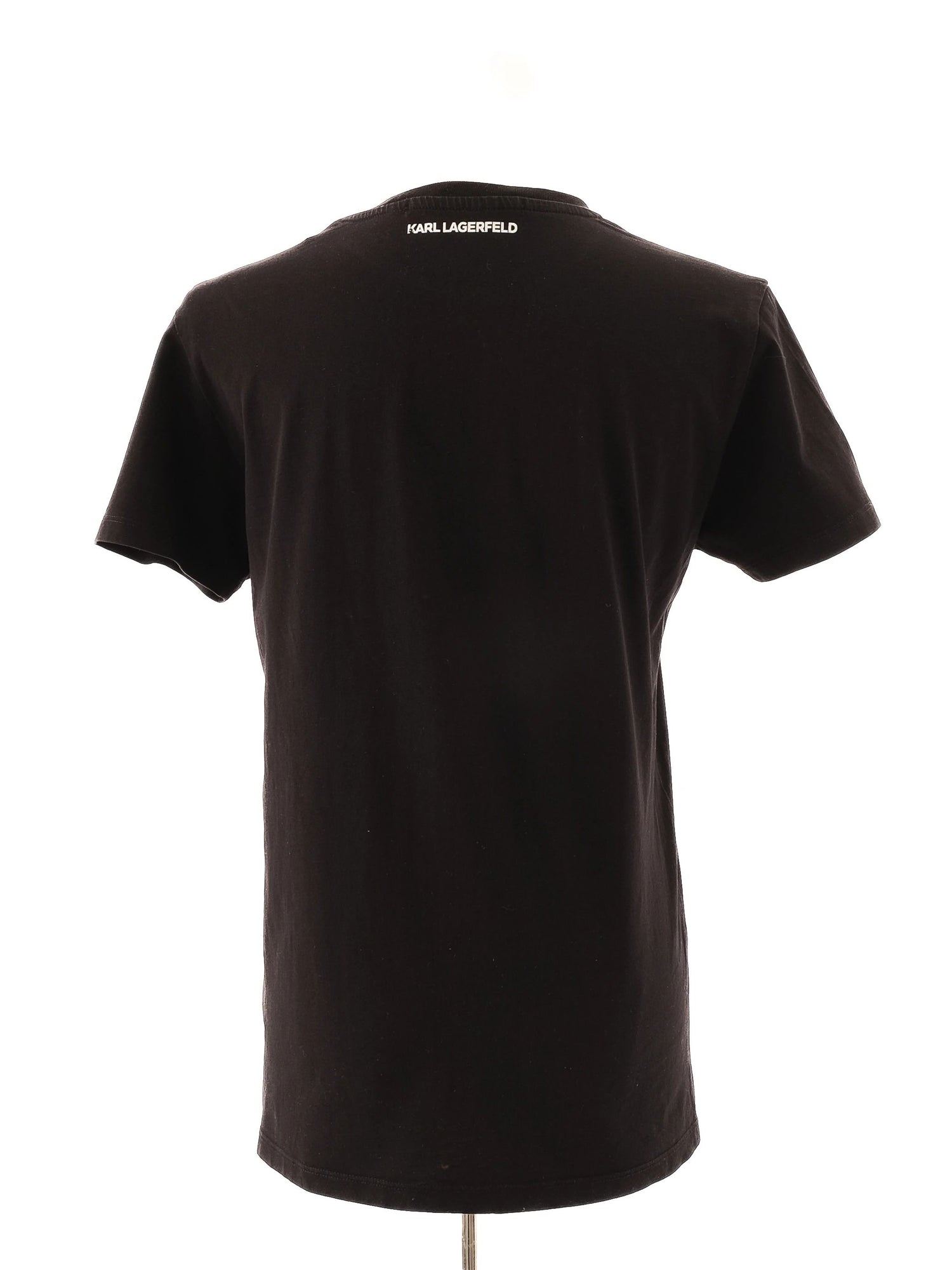 Excellent Karl Lagerfeld Black Cotton T-Shirt Size M with Cat Graphic