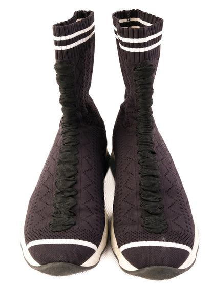 Excellent Fendi Black High-Top Sneakers Fabric Size 37