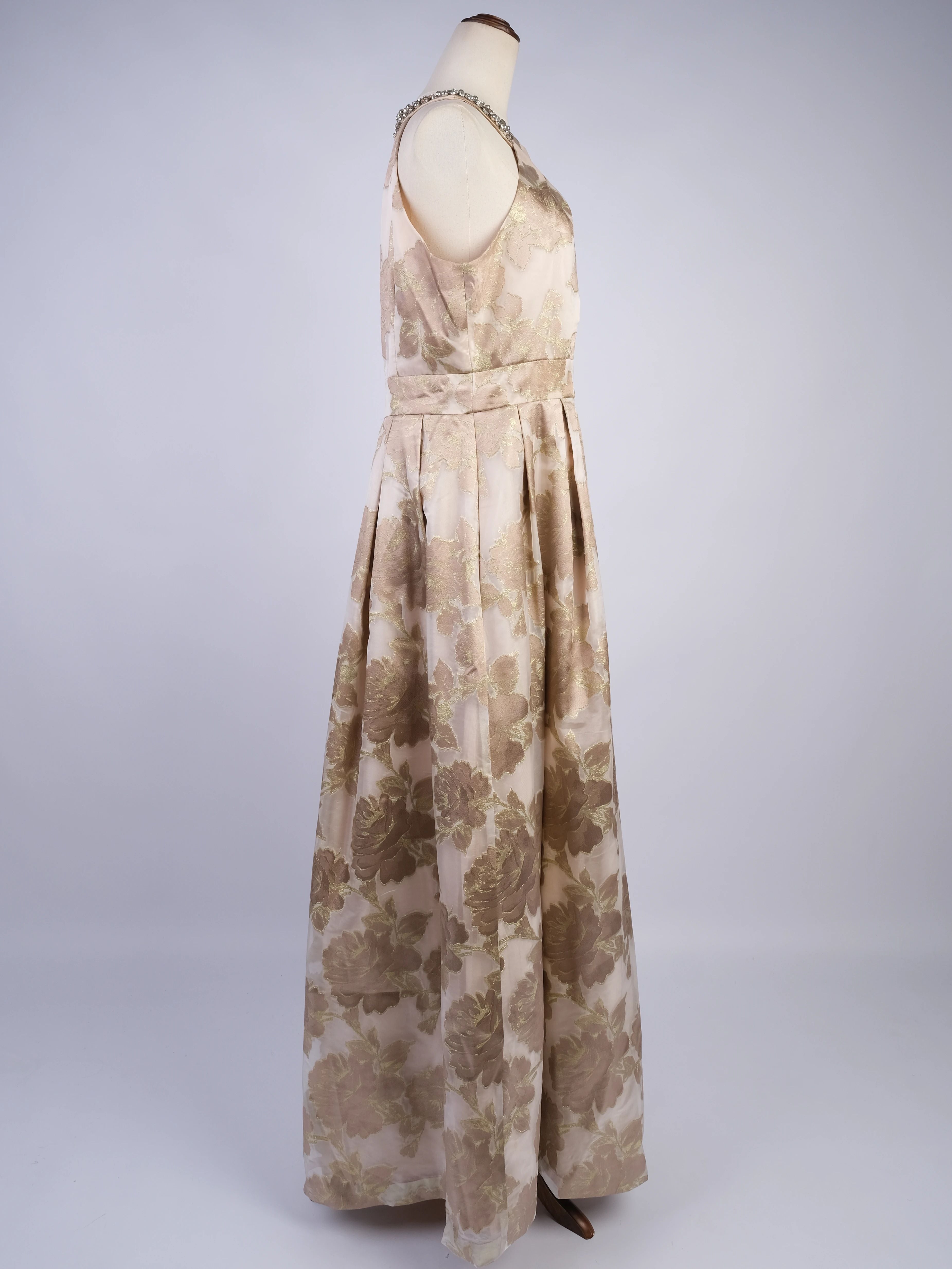 Excellent DKNY Pink Floral Gown Polyester Sleeveless Size N/A