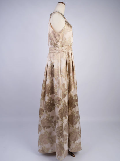 Excellent DKNY Pink Floral Gown Polyester Sleeveless Size N/A
