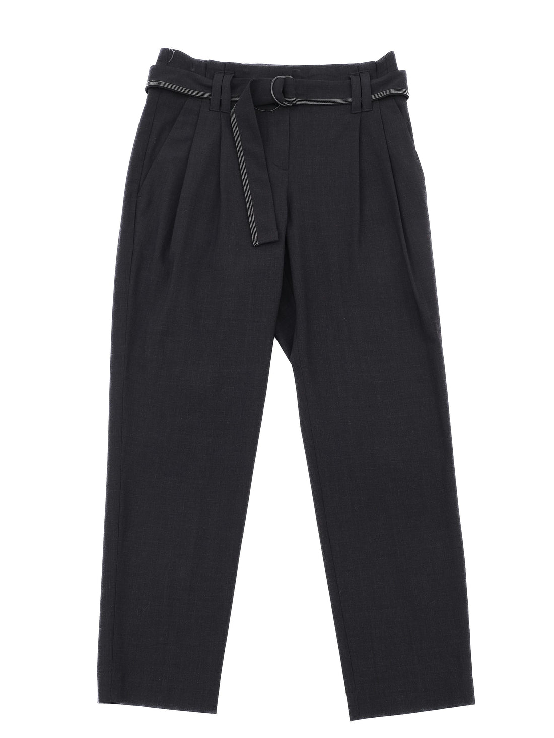 Perfect Brunello Cucinelli Black Wool Pants Size S with Belt