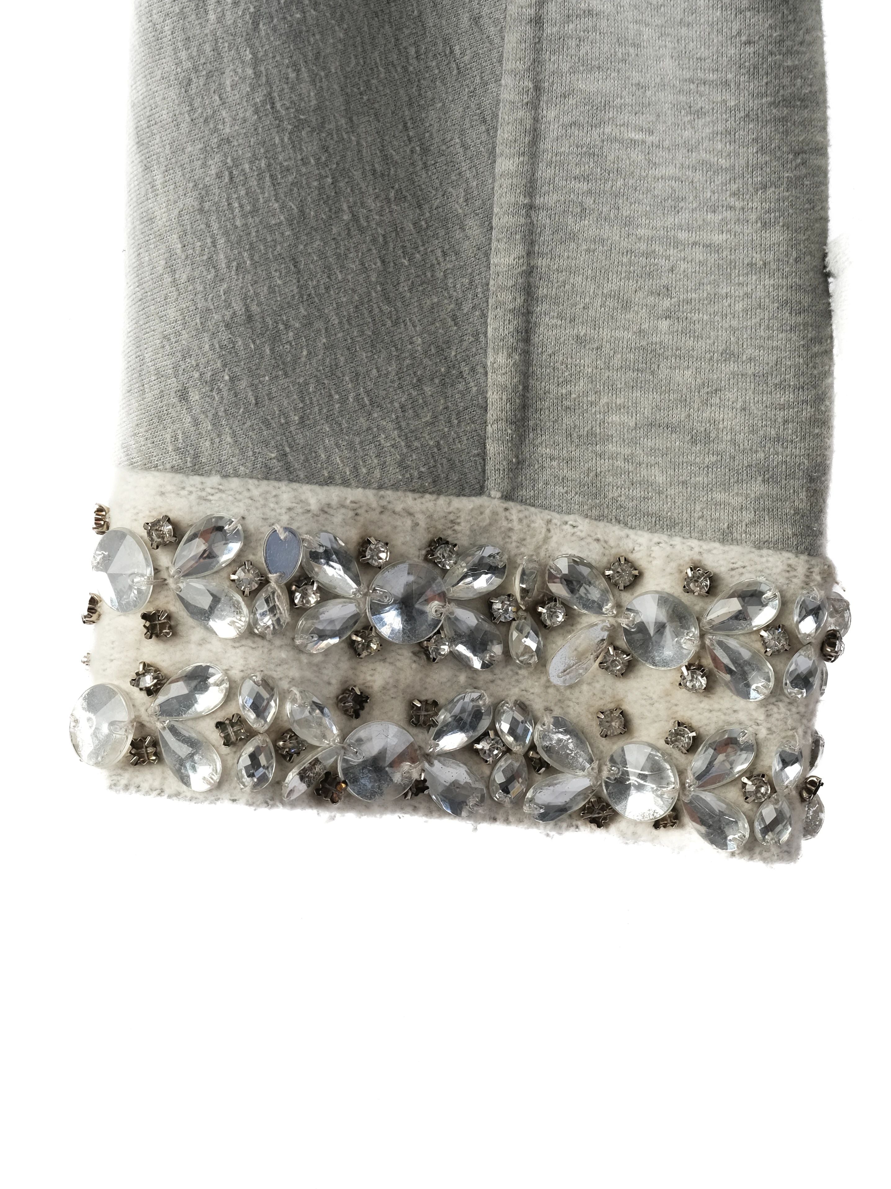 Excellent Phillipp Plein Gray Sweatshirt M with Graphic Deer &amp; Embellishments