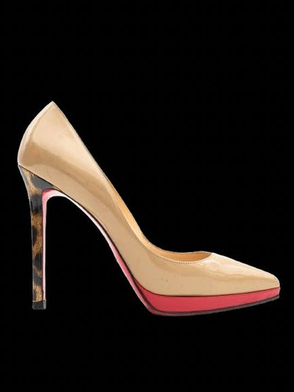 Excellent Christian Louboutin Orange High Heeled Leather Shoes Size 37.5