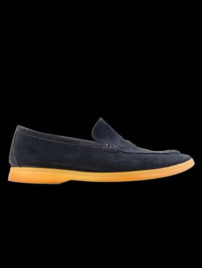 Excellent Loro Piana Black Leather Loafers for Men