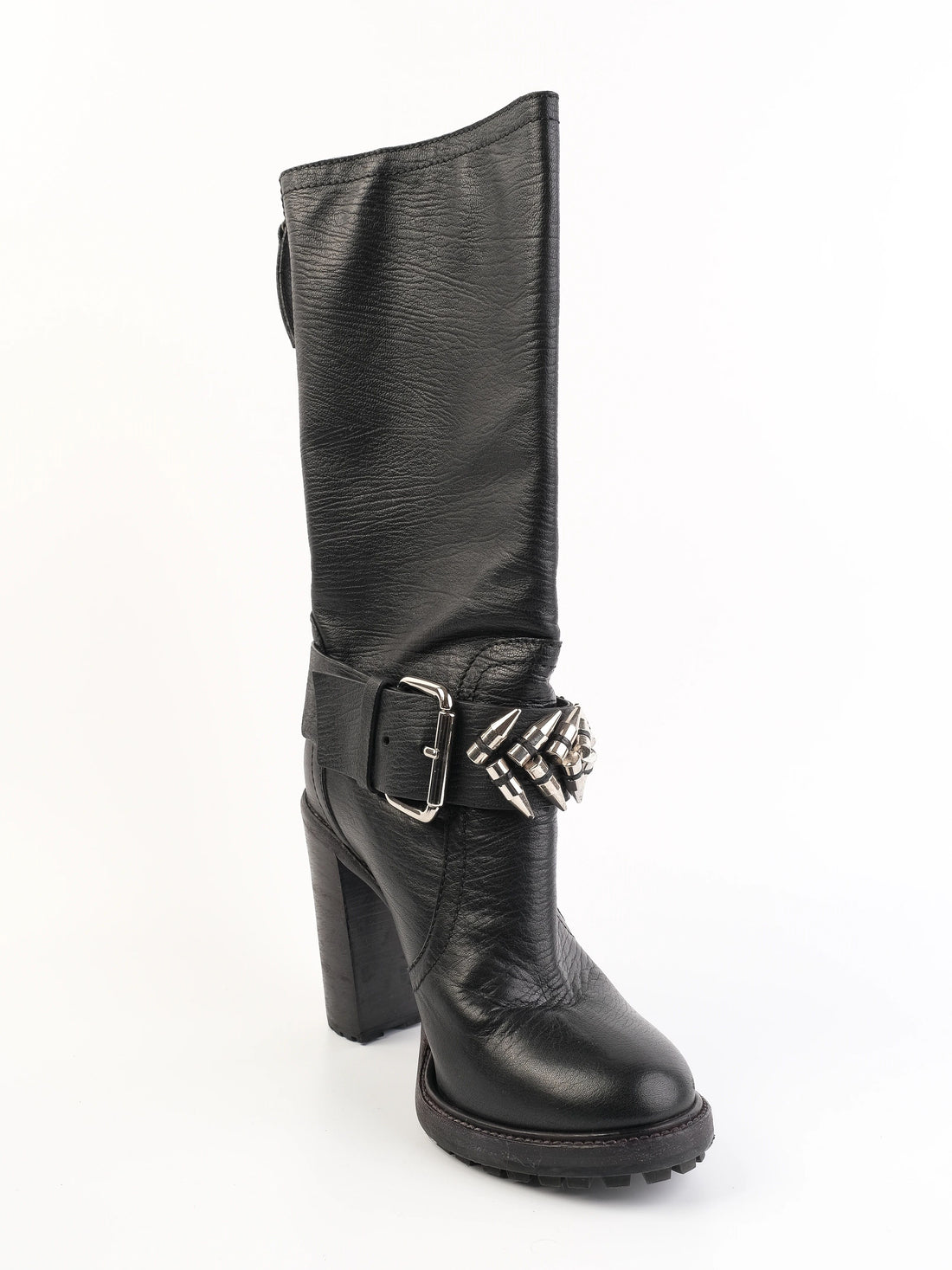 Excellent Gianmarco Lorenzi Black Leather High-Heeled Boots Size 38