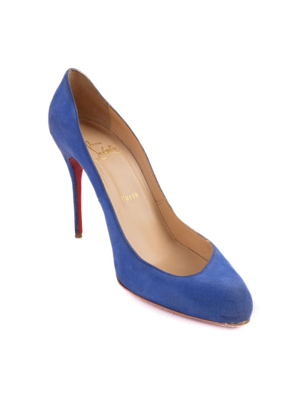 Christian Louboutin Blue Leather Stiletto Pumps Size 38.5 Excellent