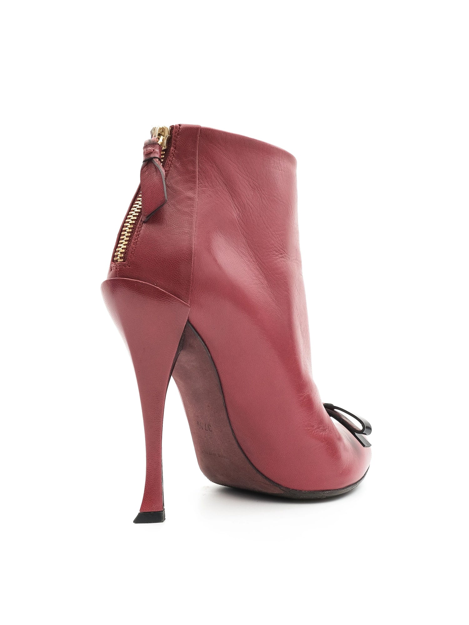 Excellent Nina Ricci Red Leather Heeled Ankle Boots Size 37.5