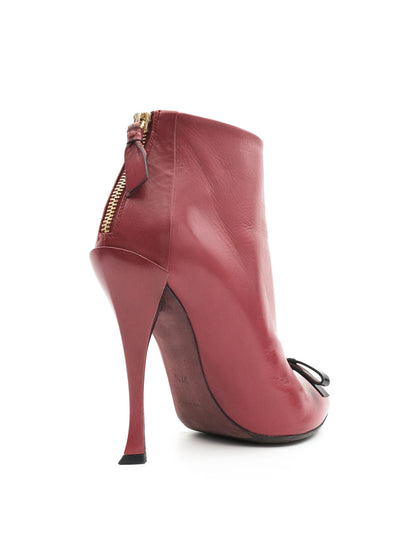 Excellent Nina Ricci Red Leather Heeled Ankle Boots Size 37.5