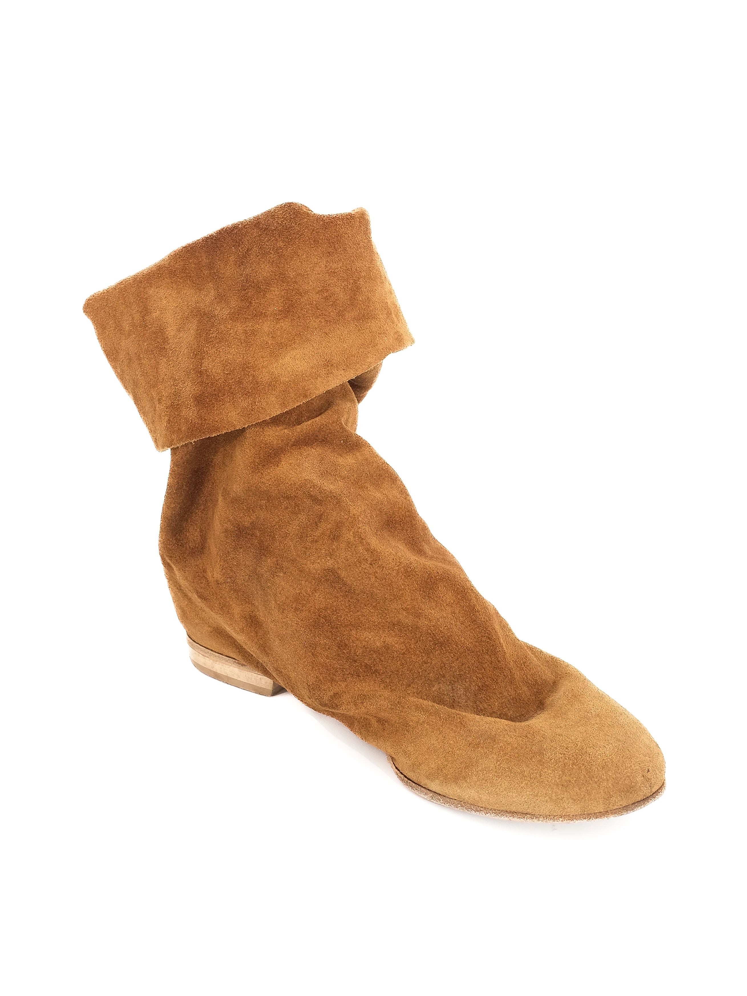 Excellent Fabio Rusconi Orange Leather Slouchy Boot Size 36.5