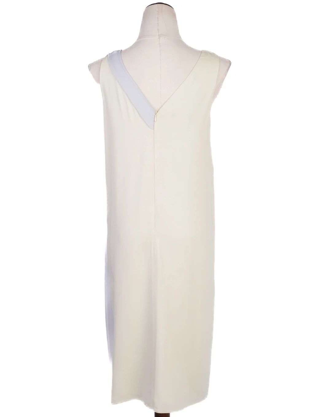 Excellent Emporio Armani Beige Sleeveless Dress Size L V-Neck Detail