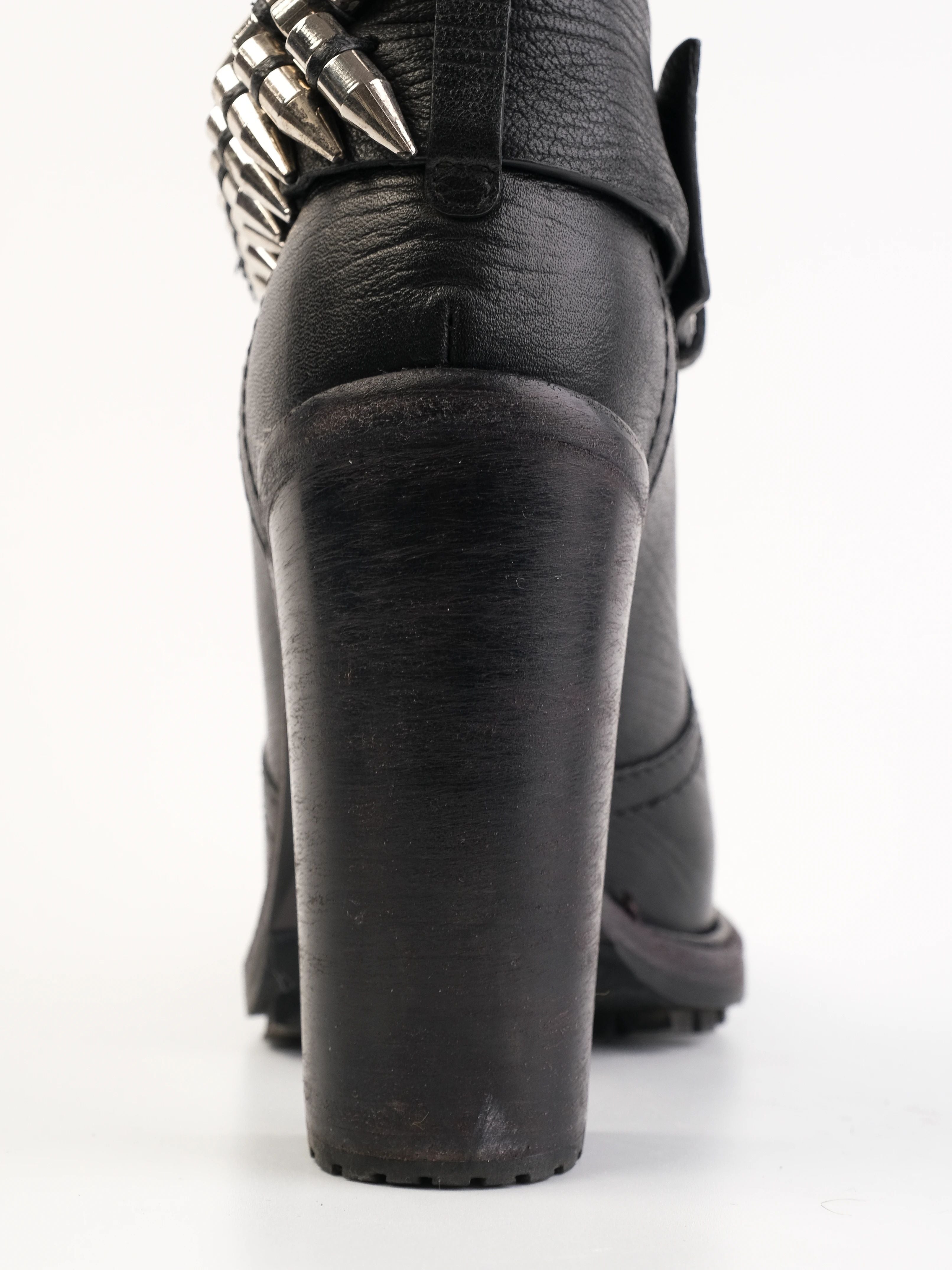 Excellent Gianmarco Lorenzi Black Leather High-Heeled Boots Size 38