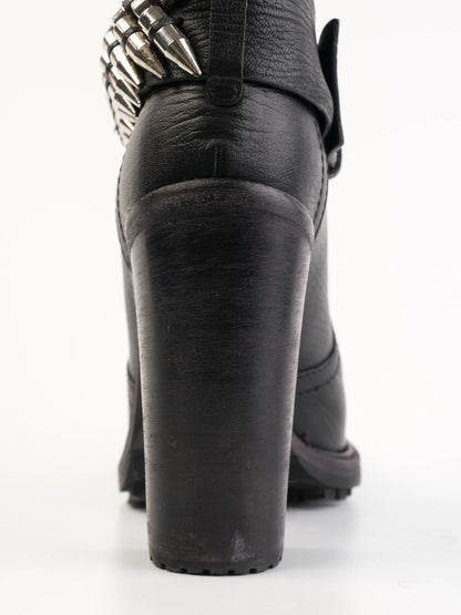 Excellent Gianmarco Lorenzi Black Leather High-Heeled Boots Size 38