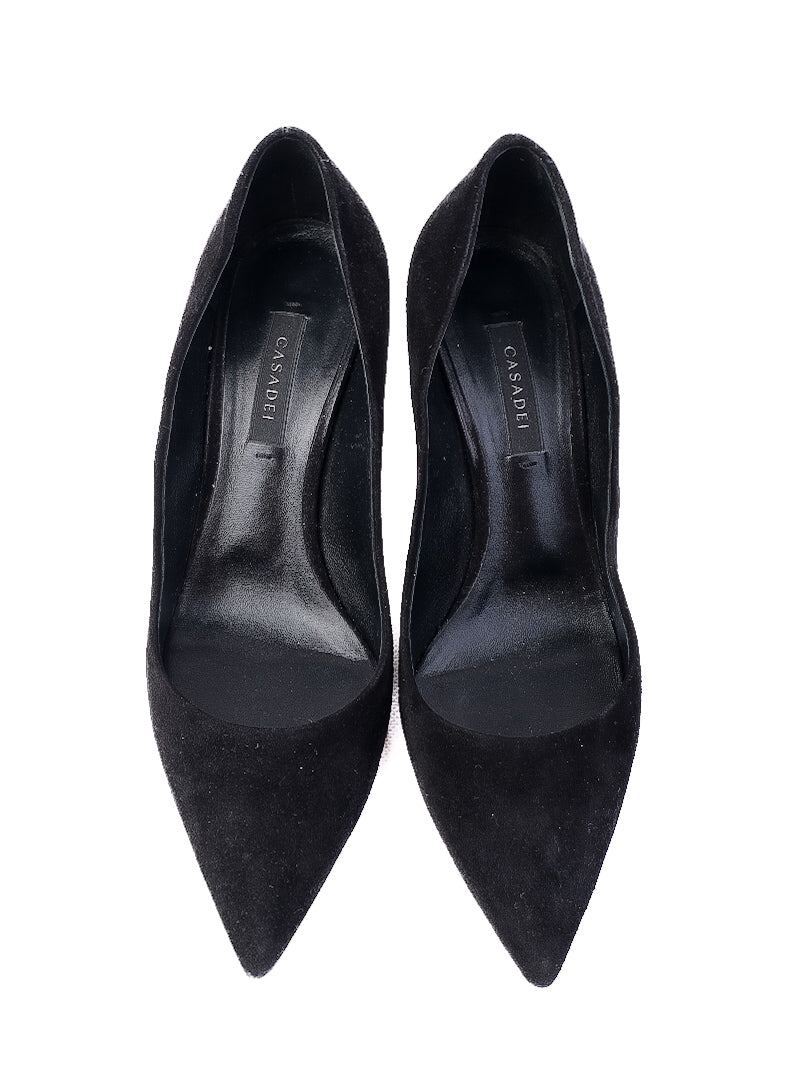 Casadei Black Leather High-Heeled Pumps Stiletto Size TBD