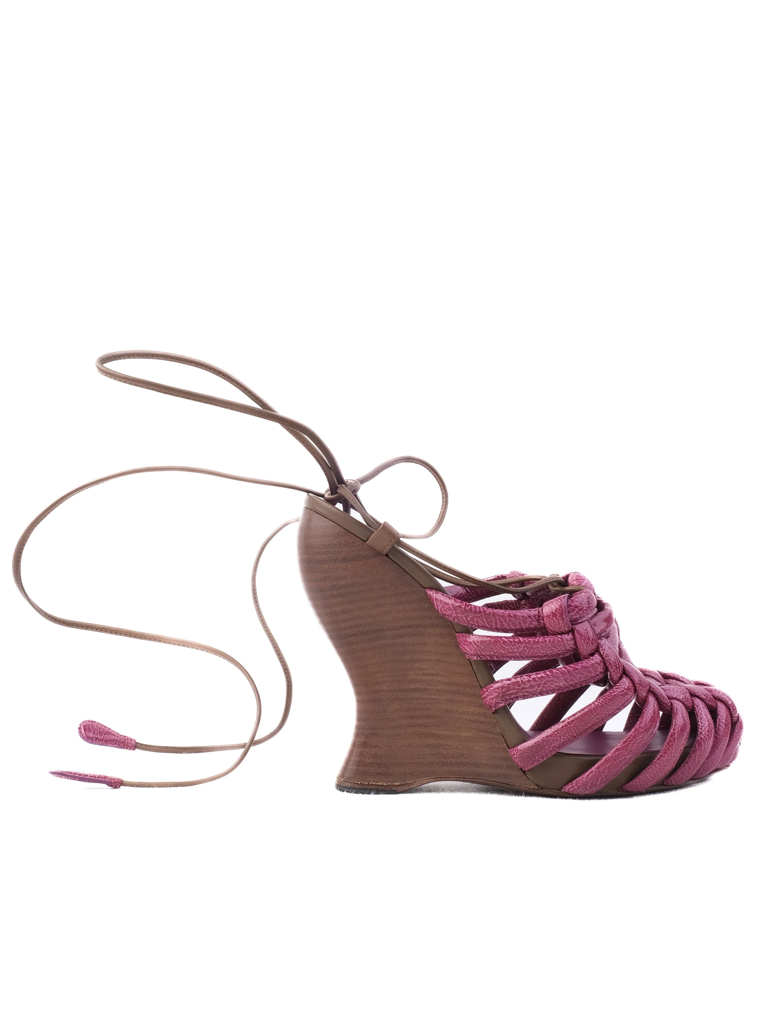 Perfect Bottega Veneta Purple Leather High-Heeled Sandals