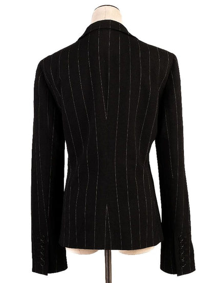 Excellent Emporio Armani Black Wool Pinstripe Blazer Women&