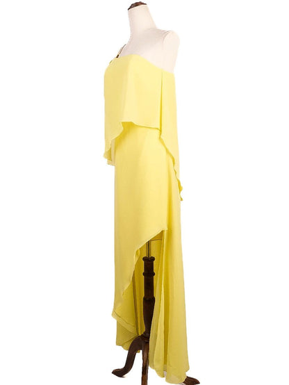 NEW Pronovias Yellow Asymmetrical One-Shoulder Dress Women&