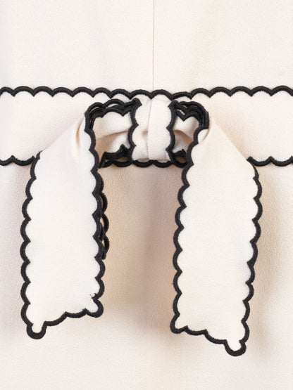 Excellent Red Valentino White Wool Dress with Black Trim Size N/A