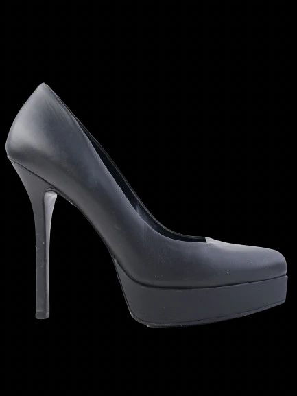 Excellent Gucci Black Leather High-Heeled Platform Shoes Size 36.5