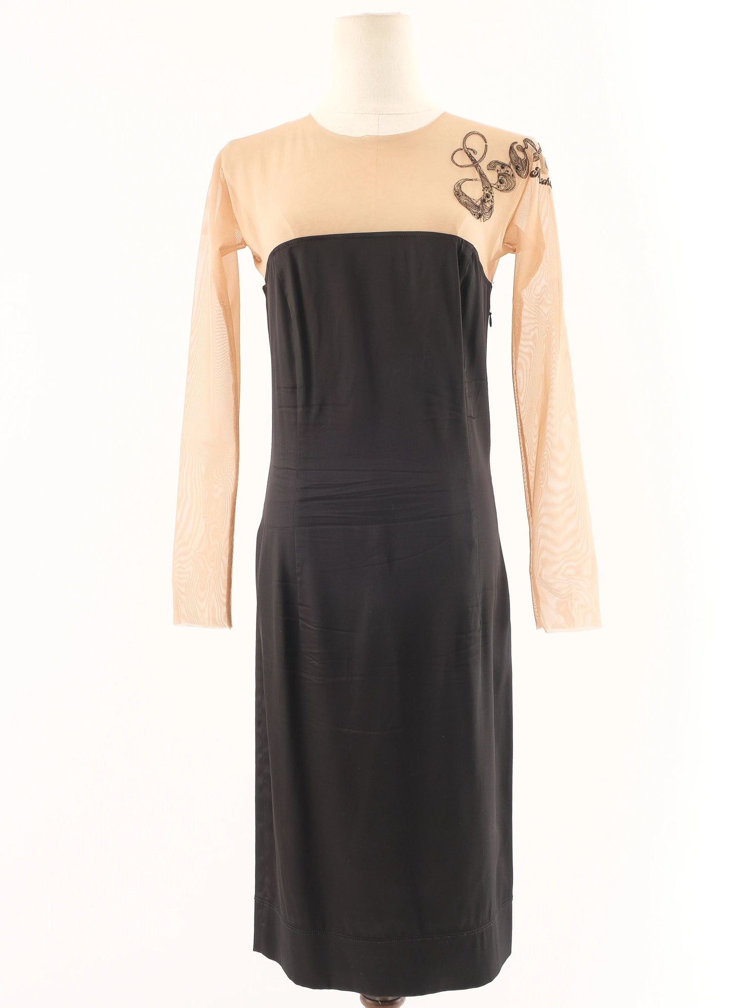 Excellent Love Moschino Dress Beige Top Black Skirt Size M