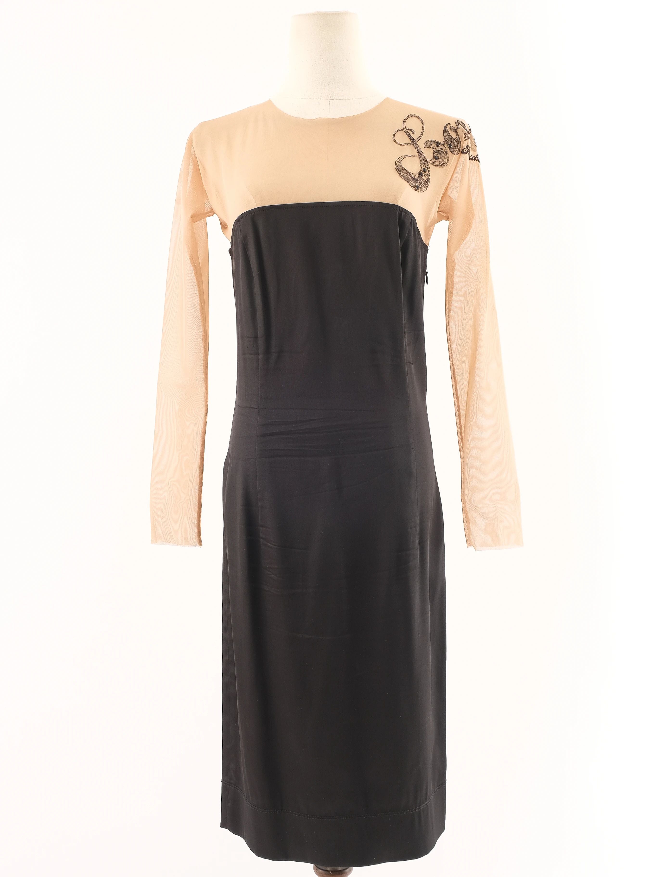 Excellent Love Moschino Dress Beige Top Black Skirt Size M